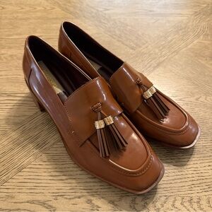 Franco Sarto Womens Donna Heeled Loafers W/ Tassles - Brown Tobacco Shoes Sz 10M